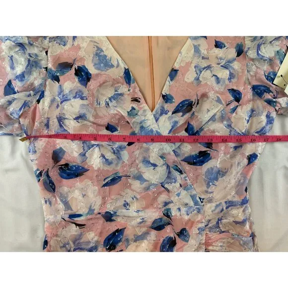 NWT Shoshanna Lorenza Floral Ruched Silk Dress Size 8 Worn by Amanda Kloots $598 - Picture 9 of 10